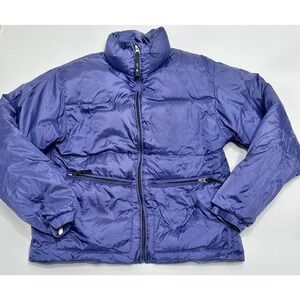 Burton Snowboards Womens Sz‎ Large Blue Down Filled Insulated Puffer Jacket Coat